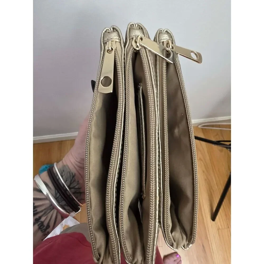 Michael Kors Metallic Gold Double Zip Crossbody Bag